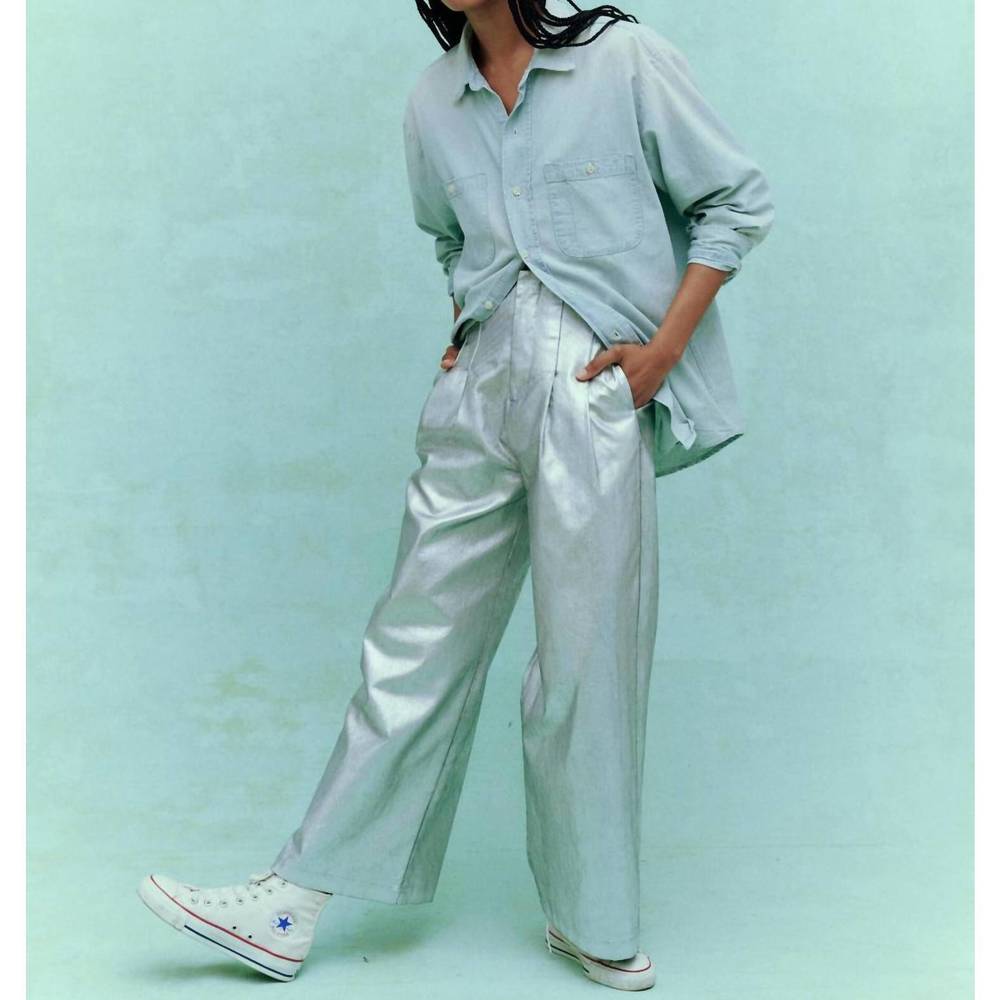 NEW THE GREAT. the great - sculpted trouser in silver